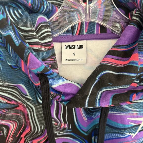 Gymshark Graphic Hoodie Sweatshirt Women’s Small Purple Marble Swirl Pre Workout - Picture 4 of 11